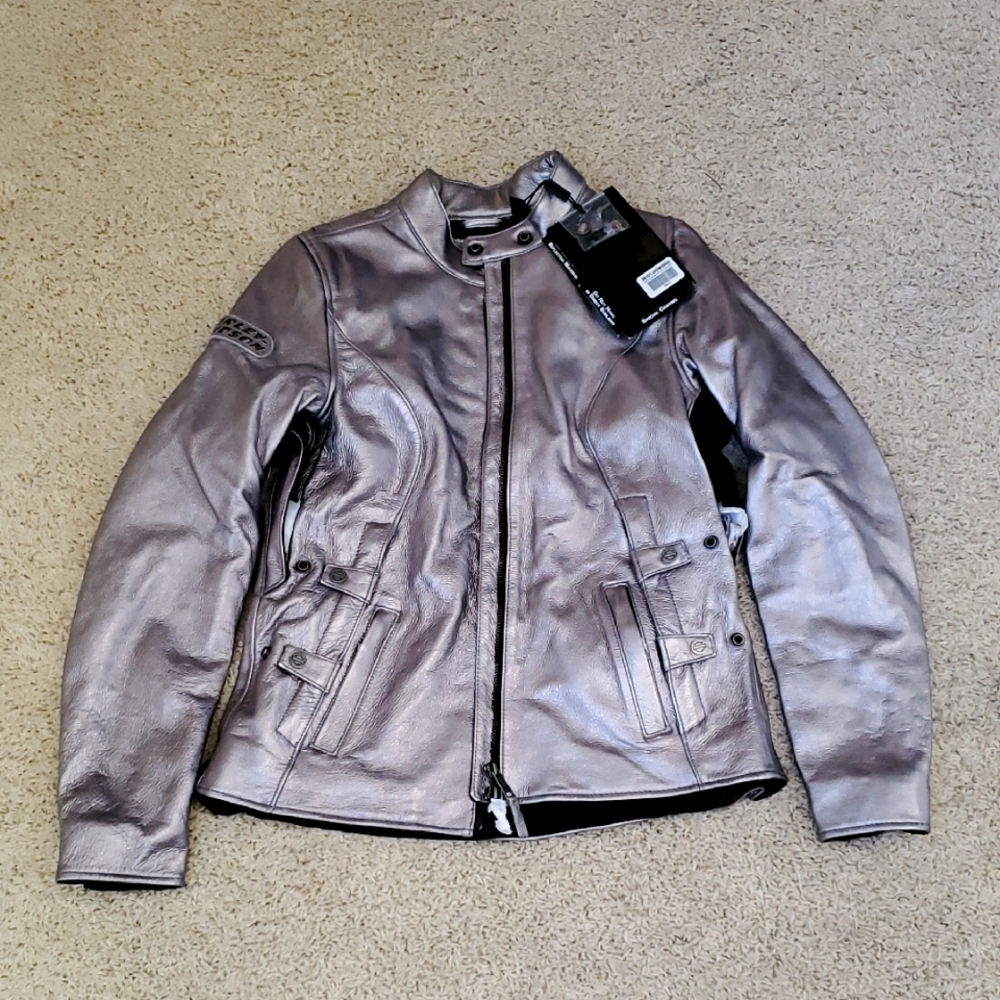 Women's Harley Davidson Silver Leather Jacket.